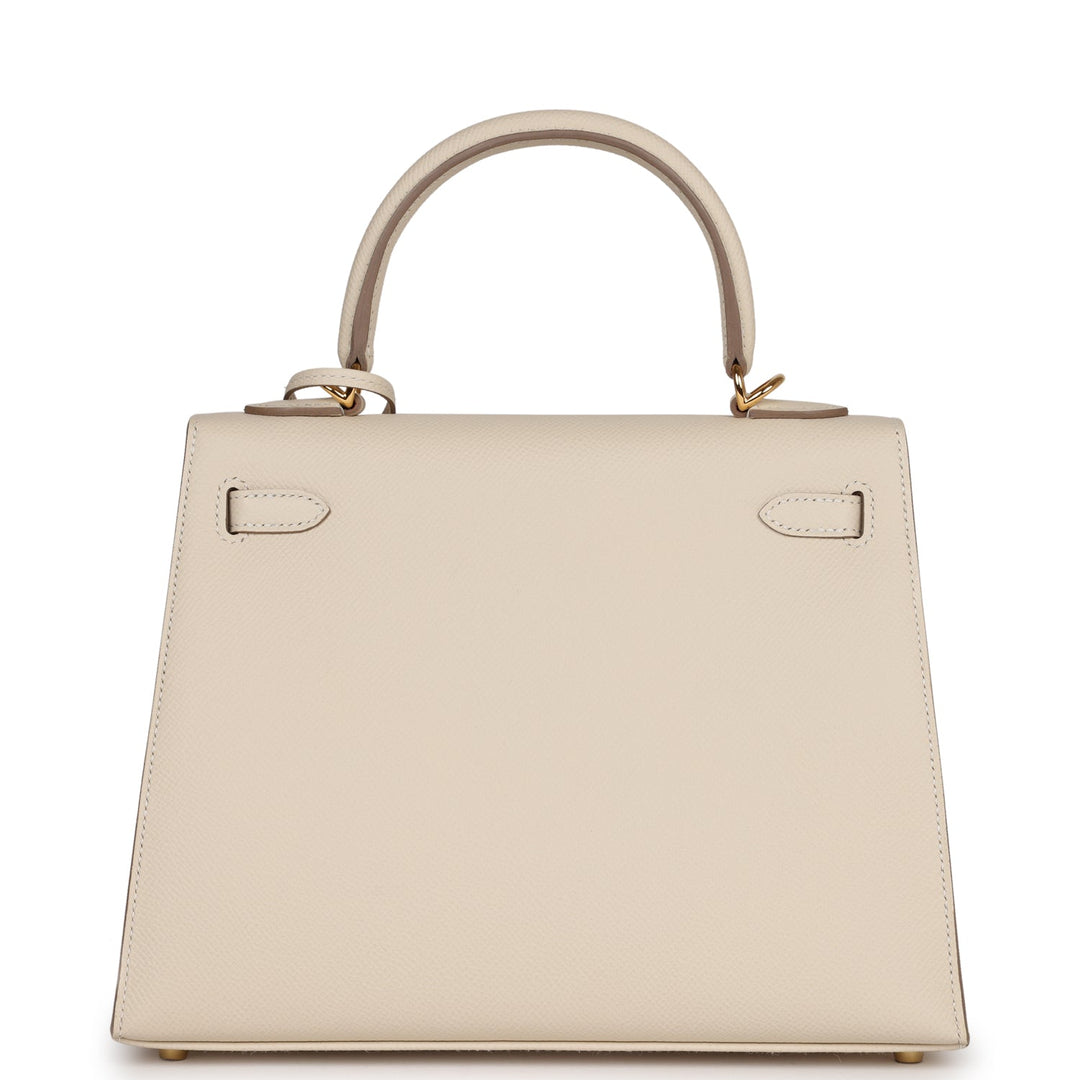 Hermes Kelly 25 Sellier Craie Epsom Gold Hardware