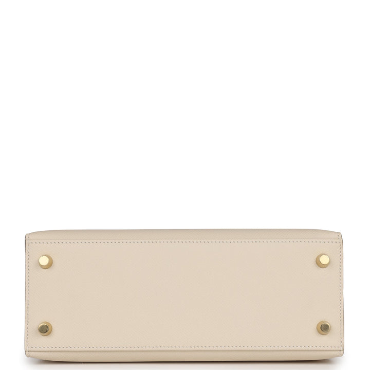 Hermes Kelly 25 Sellier Craie Epsom Gold Hardware