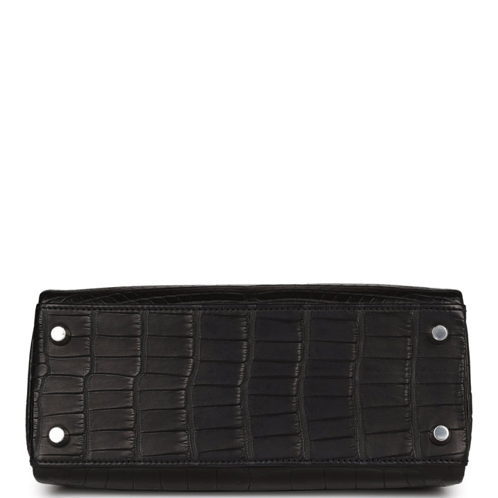 Top quality Hermes Kelly Retourne 25 Black Matte Alligator Palladium Hardware