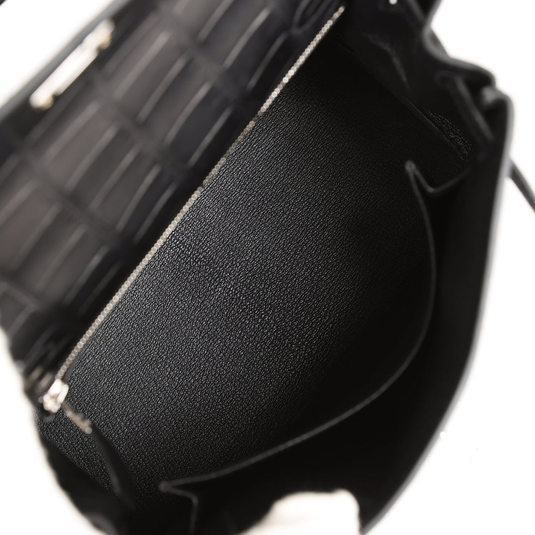 Top quality Hermes Kelly Retourne 25 Black Matte Alligator Palladium Hardware