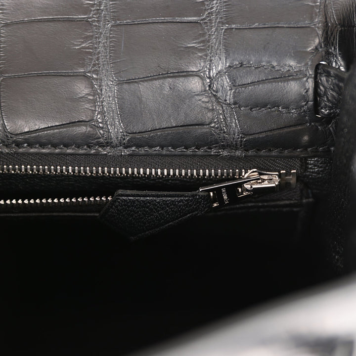 Top quality Hermes Kelly Retourne 25 Black Matte Alligator Palladium Hardware