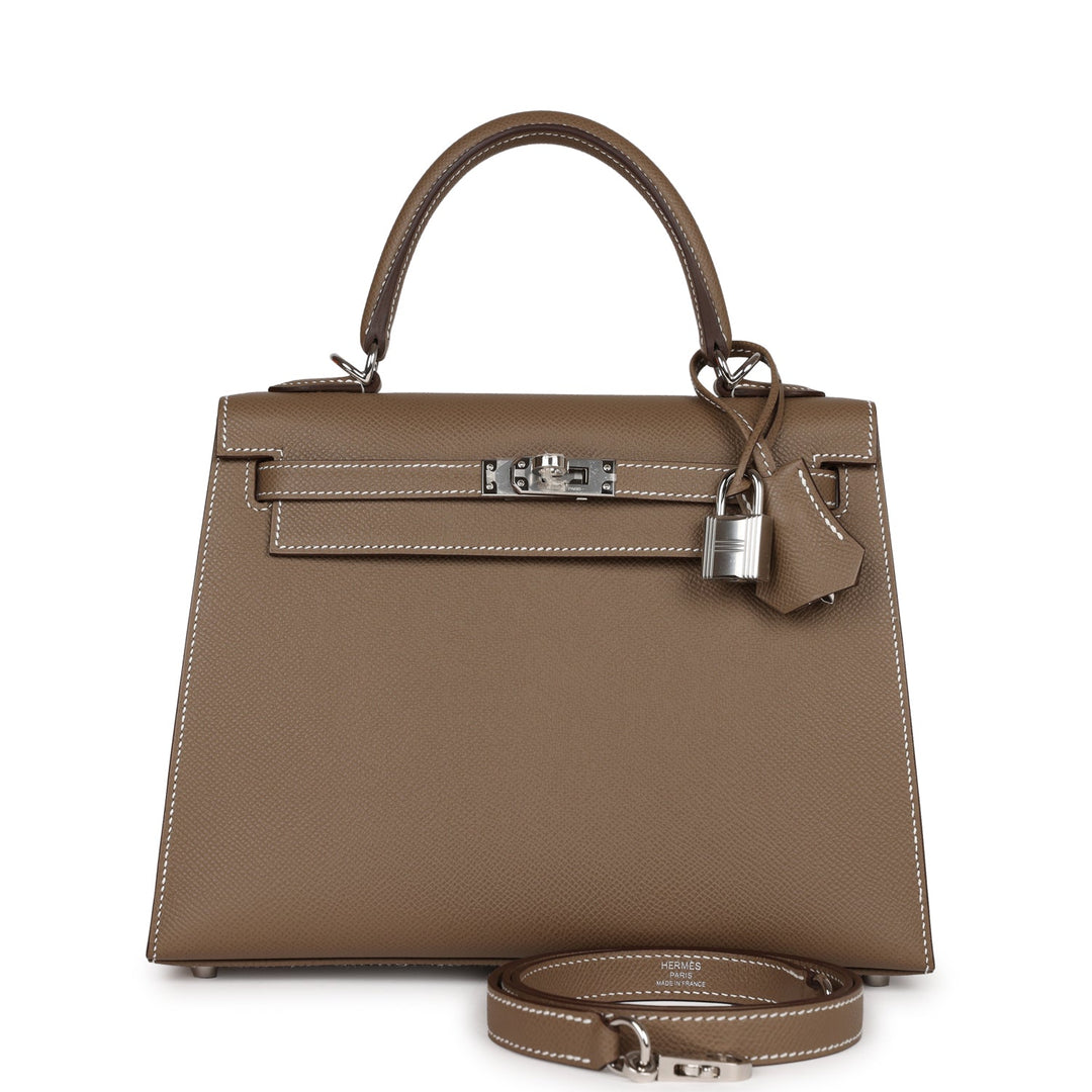 Top quality Hermes Kelly Sellier 25 Etoupe Epsom Palladium Hardware