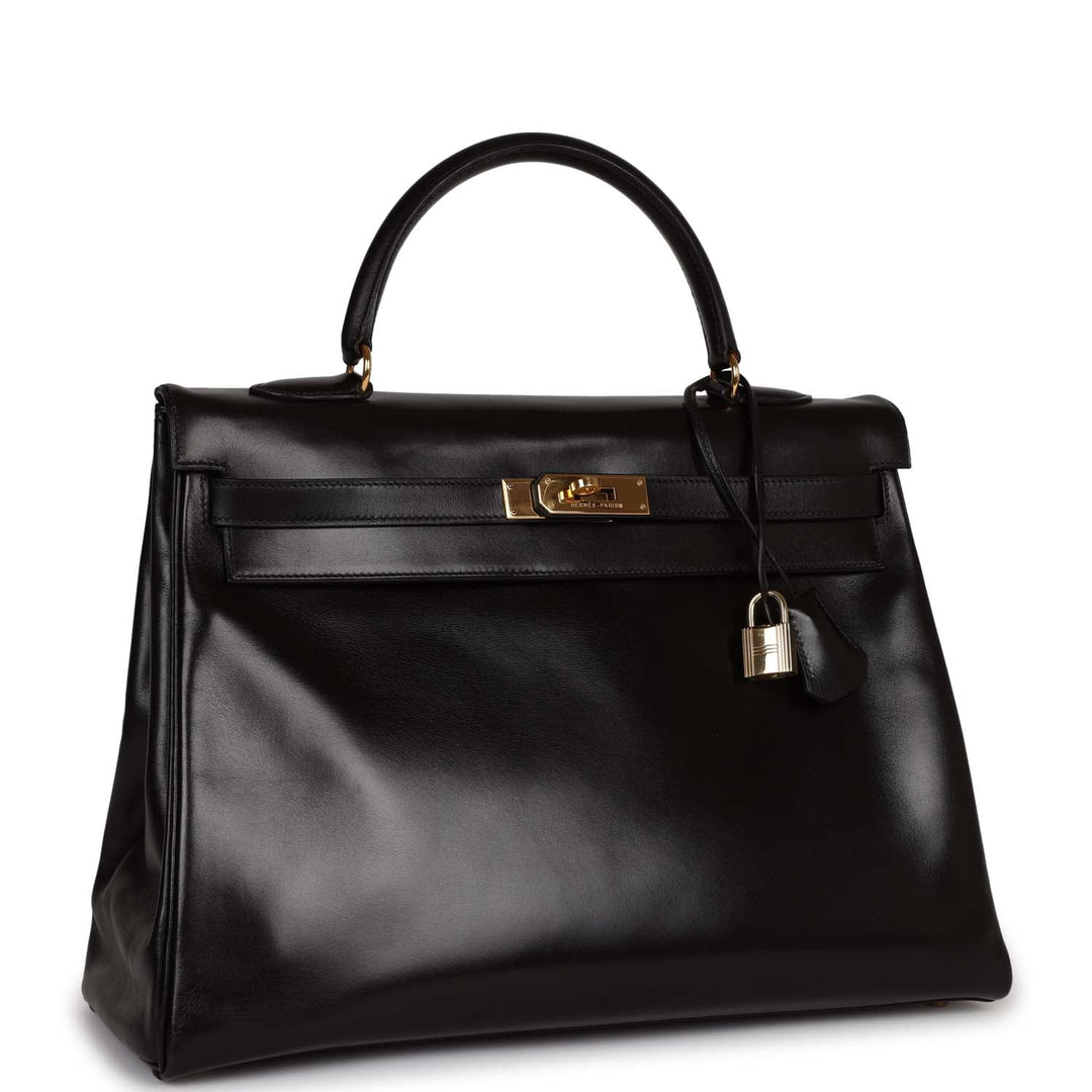 Top quality Hermes Kelly 35 Retourne Black Box Gold Hardware