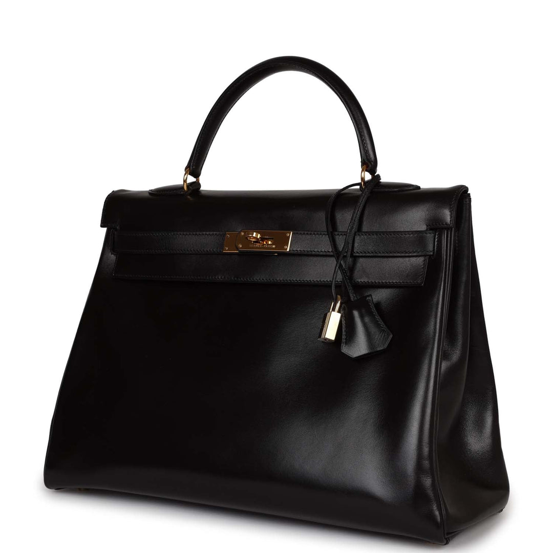 Top quality Hermes Kelly 35 Retourne Black Box Gold Hardware