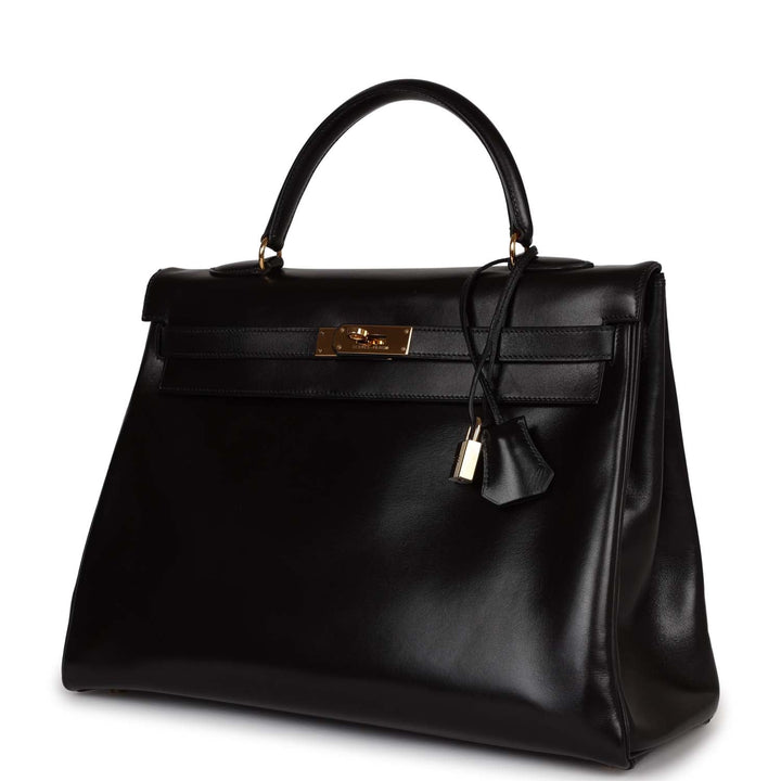 Top quality Hermes Kelly 35 Retourne Black Box Gold Hardware
