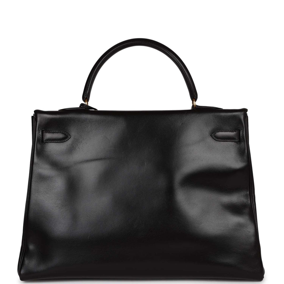 Top quality Hermes Kelly 35 Retourne Black Box Gold Hardware