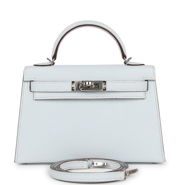 Top quality Hermes Kelly Sellier 20 Bleu Brume Chevre Palladium Hardware