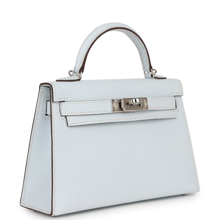 Top quality Hermes Kelly Sellier 20 Bleu Brume Chevre Palladium Hardware