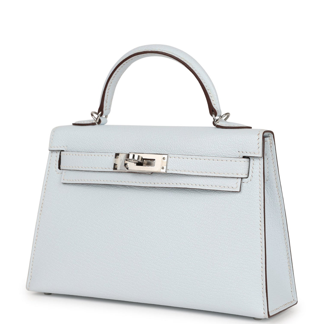 Top quality Hermes Kelly Sellier 20 Bleu Brume Chevre Palladium Hardware