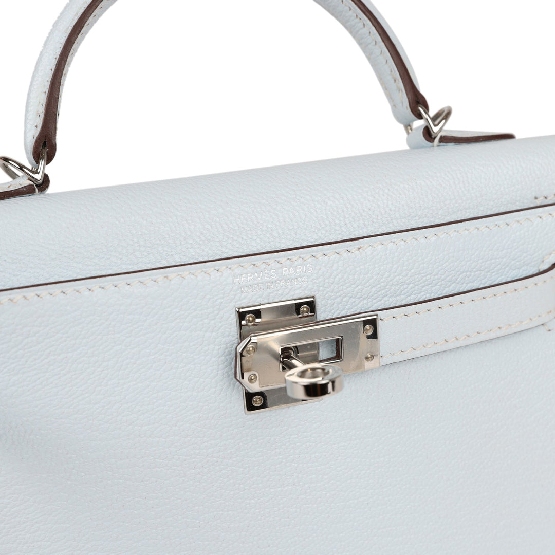 Top quality Hermes Kelly Sellier 20 Bleu Brume Chevre Palladium Hardware