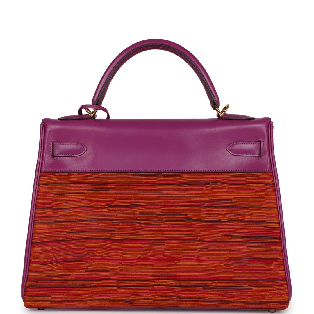 Vintage Top quality Hermes Kelly Retourne 32 Vibrato Cyclamen Box Gold Hardware
