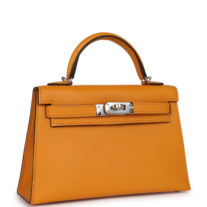 Hermes Kelly 20 Sellier Moutarde Chevre Mysore Palladium Hardware