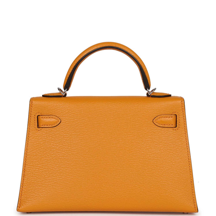 Hermes Kelly 20 Sellier Moutarde Chevre Mysore Palladium Hardware