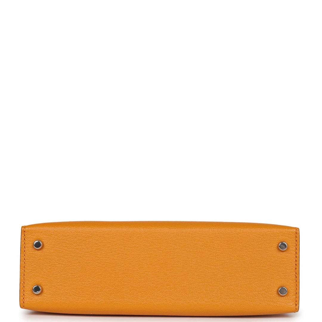 Hermes Kelly 20 Sellier Moutarde Chevre Mysore Palladium Hardware
