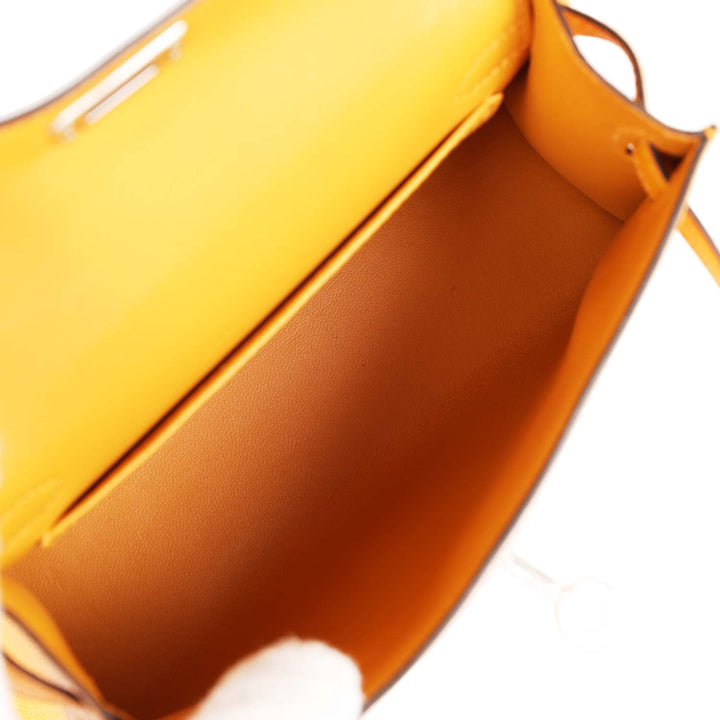 Hermes Kelly 20 Sellier Moutarde Chevre Mysore Palladium Hardware