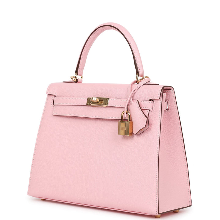Top quality Hermes Special Order (HSS) Kelly Sellier 25 Rose Sakura Chevre Permabrass Hardware