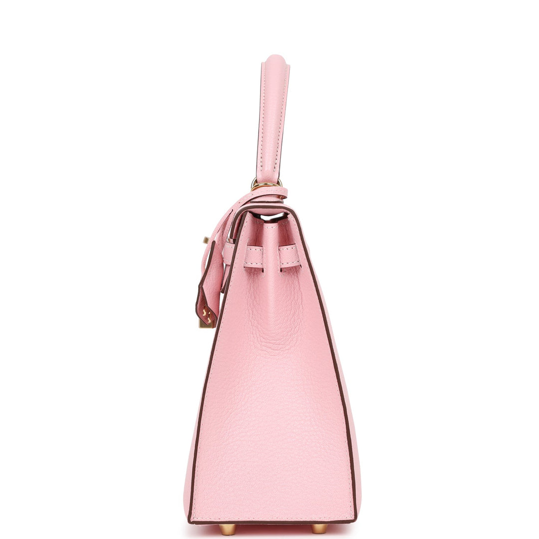Top quality Hermes Special Order (HSS) Kelly Sellier 25 Rose Sakura Chevre Permabrass Hardware