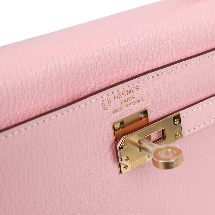 Top quality Hermes Special Order (HSS) Kelly Sellier 25 Rose Sakura Chevre Permabrass Hardware