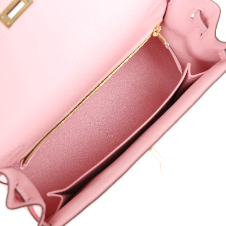 Top quality Hermes Special Order (HSS) Kelly Sellier 25 Rose Sakura Chevre Permabrass Hardware