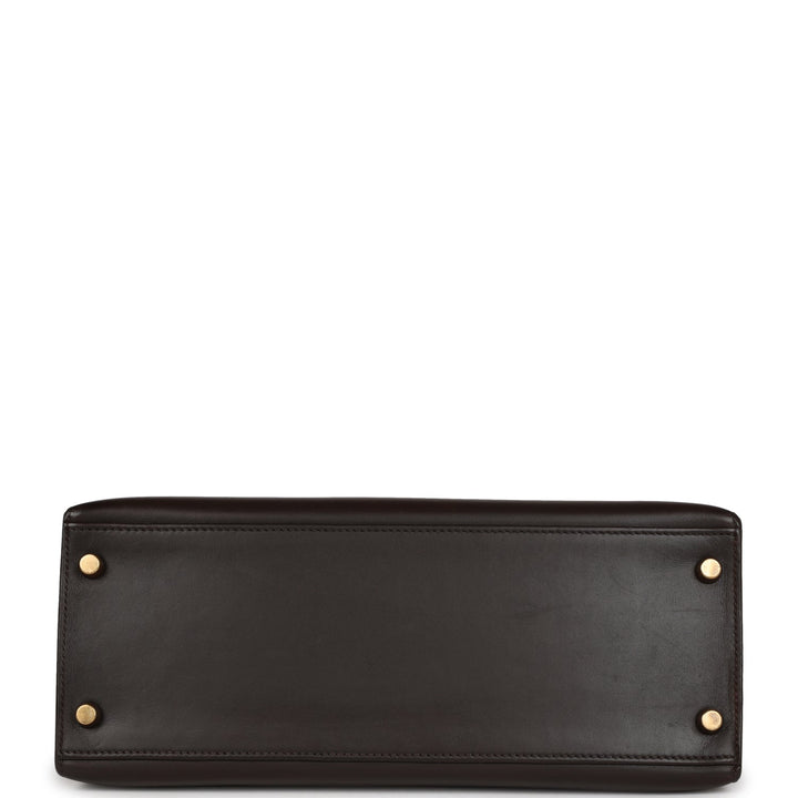 Vintage Hermes Kelly Sellier 28 Chocolate Box Gold Hardware