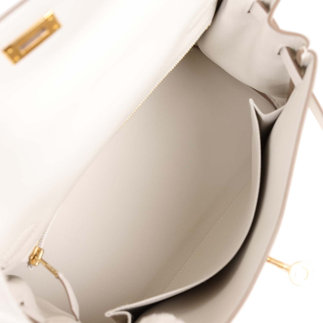 Hermes Kelly 25 Retourne Gris Pale Swift Gold Hardware