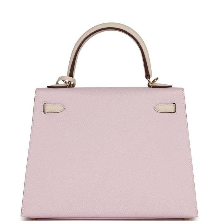 Hermes Kelly 25 Sellier Mauve Pale and Craie Epsom Permabrass Hardware