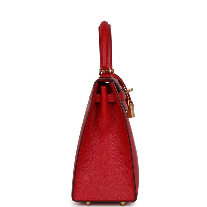 Top quality Hermes Kelly Sellier 25 Rouge Casaque Epsom Gold Hardware