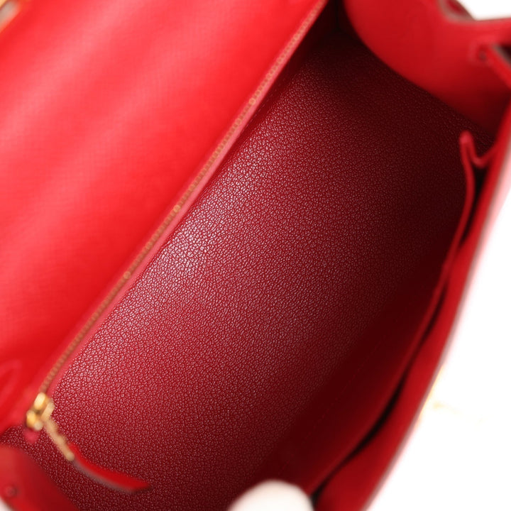 Top quality Hermes Kelly Sellier 25 Rouge Casaque Epsom Gold Hardware