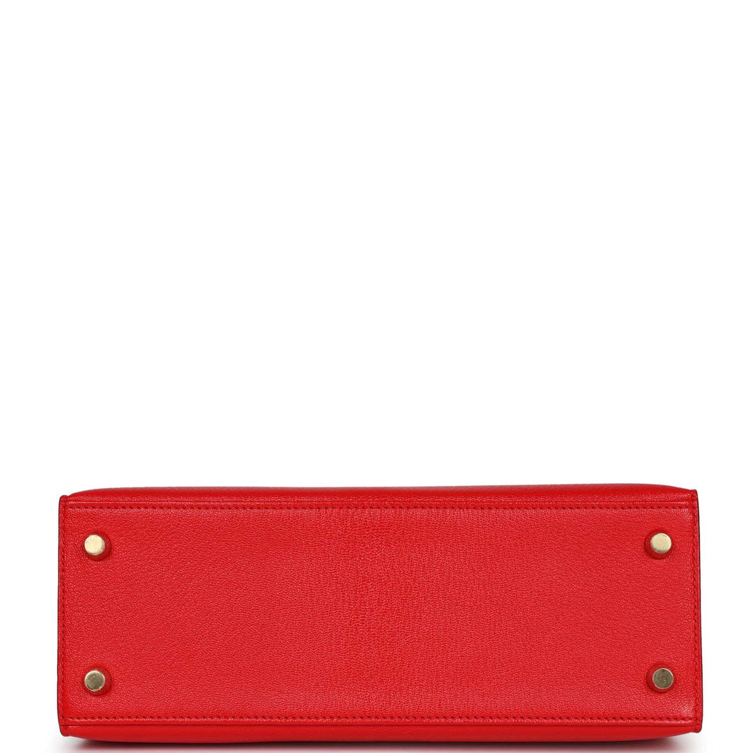 Top quality Hermes Special Order (HSS) Kelly Sellier 25 Rouge De Coeur and Gris Perle Chevre Mysore Permabrass Hardware