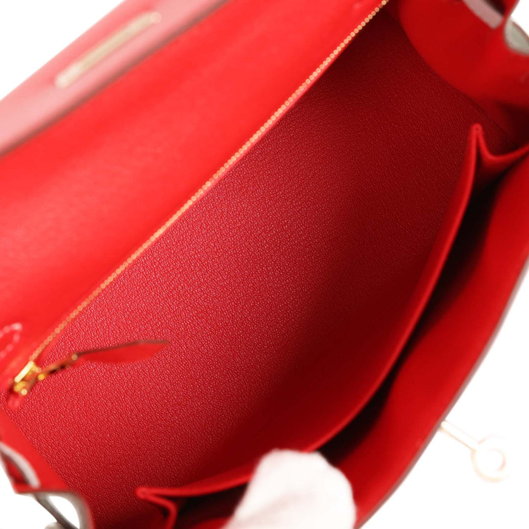 Top quality Hermes Special Order (HSS) Kelly Sellier 25 Rouge De Coeur and Gris Perle Chevre Mysore Permabrass Hardware