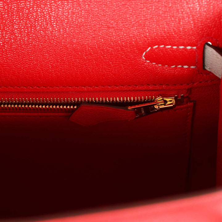 Top quality Hermes Special Order (HSS) Kelly Sellier 25 Rouge De Coeur and Gris Perle Chevre Mysore Permabrass Hardware
