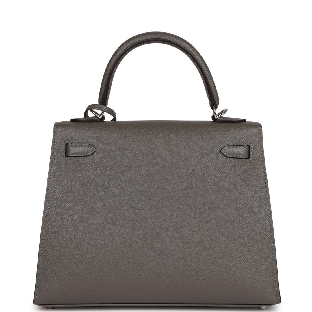 Top quality Hermes Kelly Sellier 25 Gris Meyer Epsom Palladium Hardware