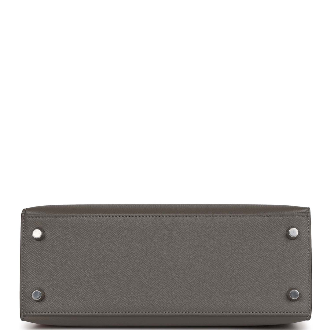 Top quality Hermes Kelly Sellier 25 Gris Meyer Epsom Palladium Hardware