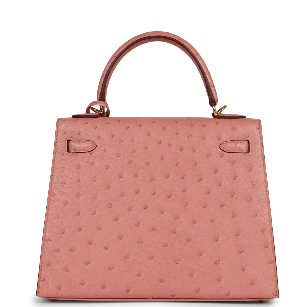 Top quality Hermes Kelly Sellier 25 Terre Cuite Ostrich Gold Hardware