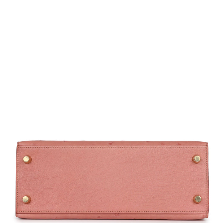 Top quality Hermes Kelly Sellier 25 Terre Cuite Ostrich Gold Hardware