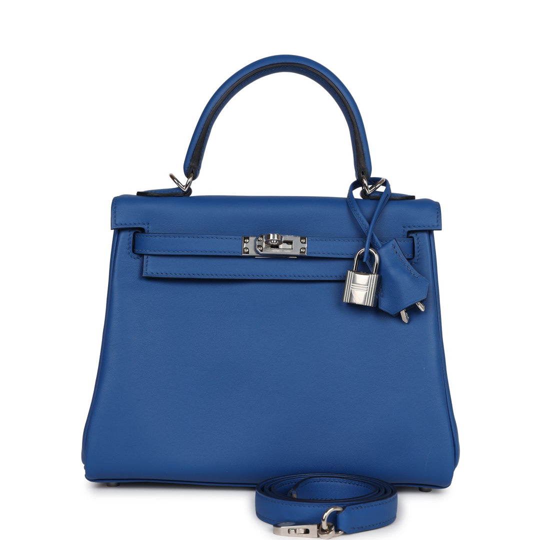 Top quality Hermes Kelly Retourne 25 Bleu France Swift Palladium Hardware