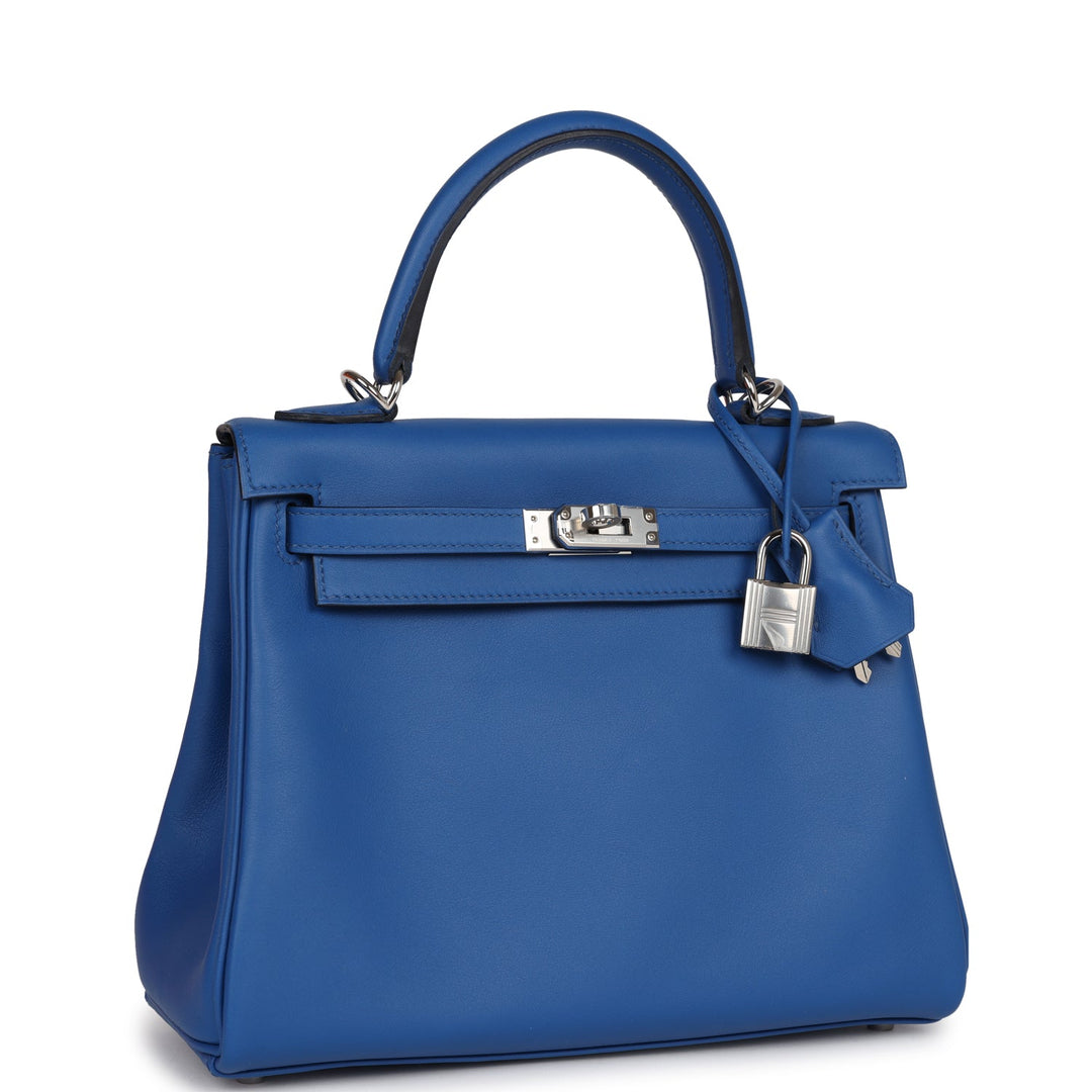 Top quality Hermes Kelly Retourne 25 Bleu France Swift Palladium Hardware