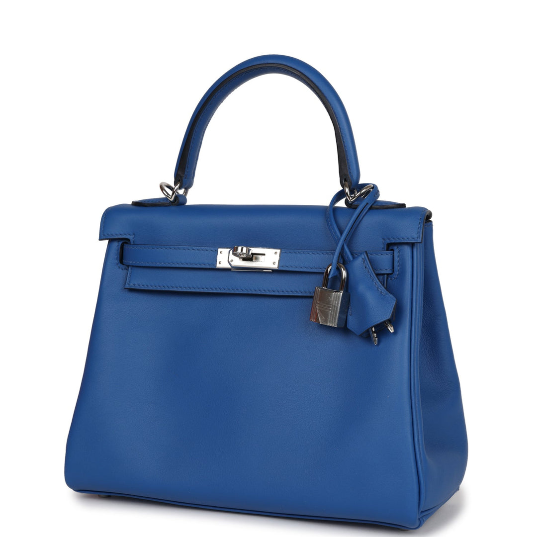 Top quality Hermes Kelly Retourne 25 Bleu France Swift Palladium Hardware