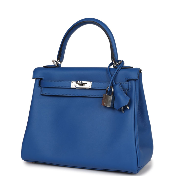 Top quality Hermes Kelly Retourne 25 Bleu France Swift Palladium Hardware