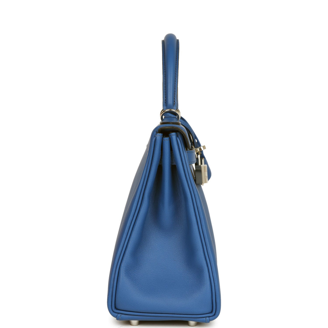 Top quality Hermes Kelly Retourne 25 Bleu France Swift Palladium Hardware