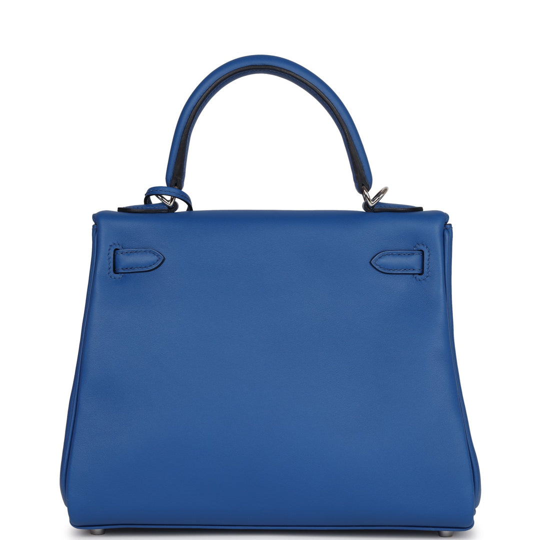 Top quality Hermes Kelly Retourne 25 Bleu France Swift Palladium Hardware