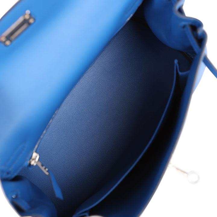 Top quality Hermes Kelly Retourne 25 Bleu France Swift Palladium Hardware