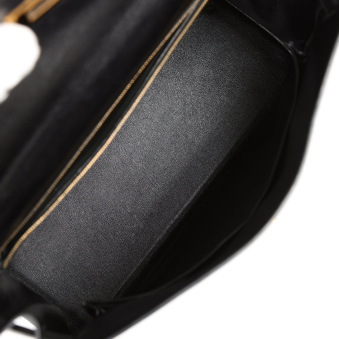 Hermes Kelly 32 Retourne Black Gulliver Gold Hardware