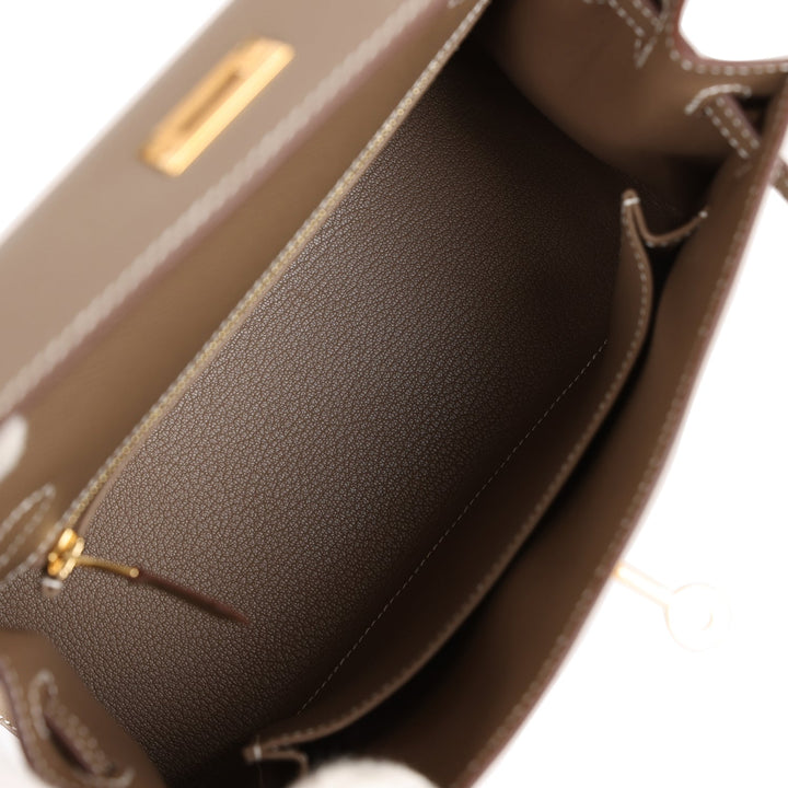Top quality Hermes Kelly Sellier 25 Etoupe Epsom Gold Hardware