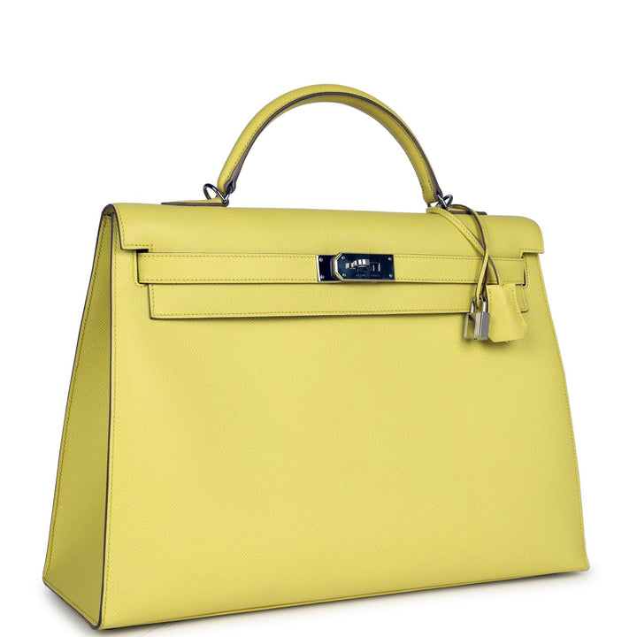 Top quality Hermes Kelly Sellier 40 Lime Epsom Palladium Hardware