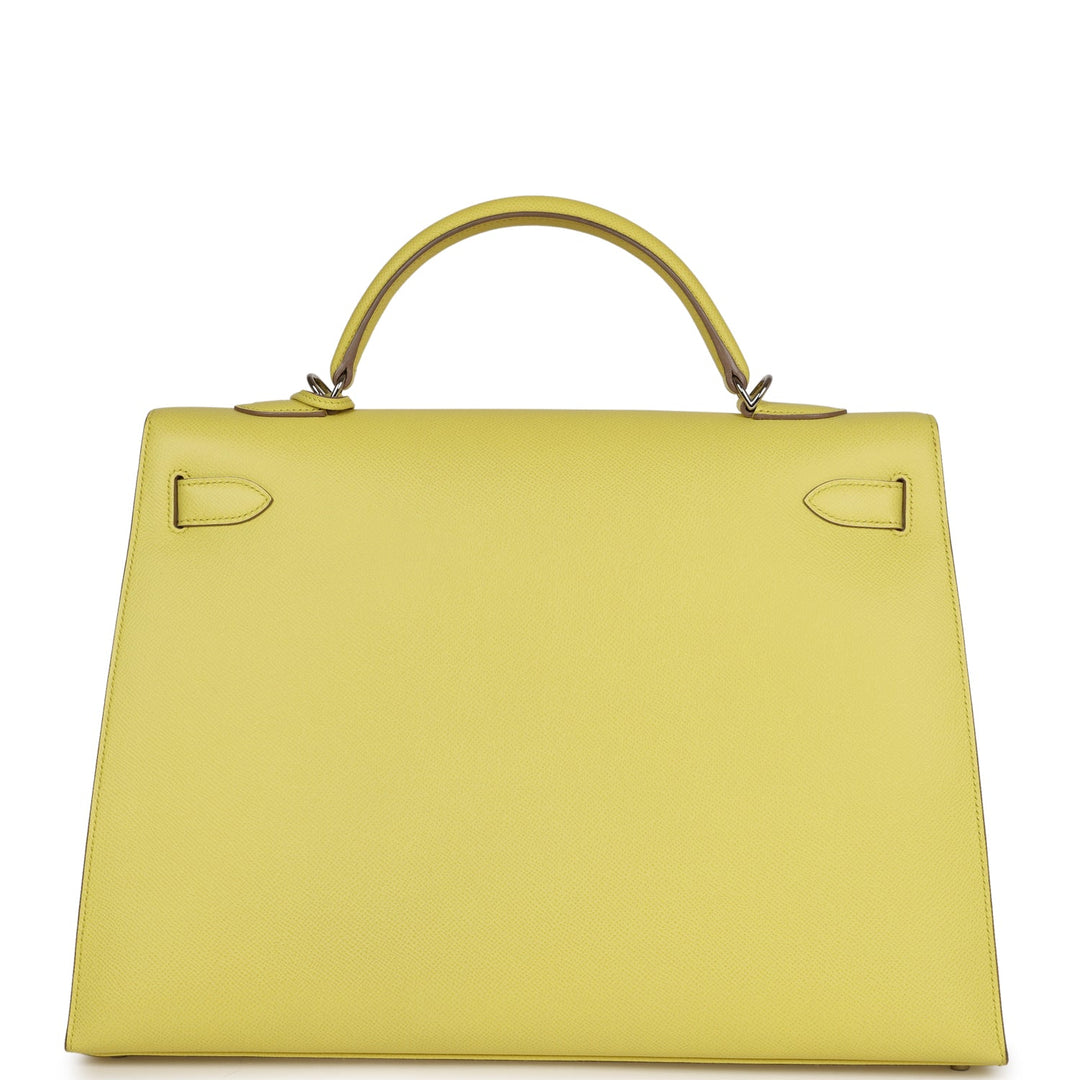 Top quality Hermes Kelly Sellier 40 Lime Epsom Palladium Hardware