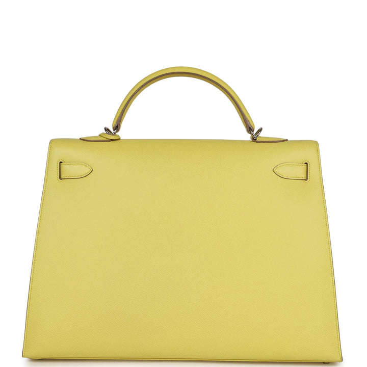 Top quality Hermes Kelly Sellier 40 Lime Epsom Palladium Hardware