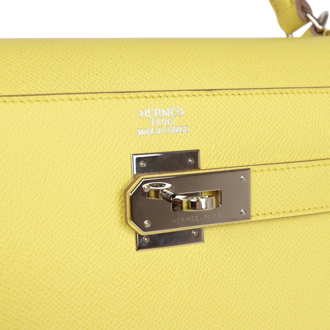 Top quality Hermes Kelly Sellier 40 Lime Epsom Palladium Hardware