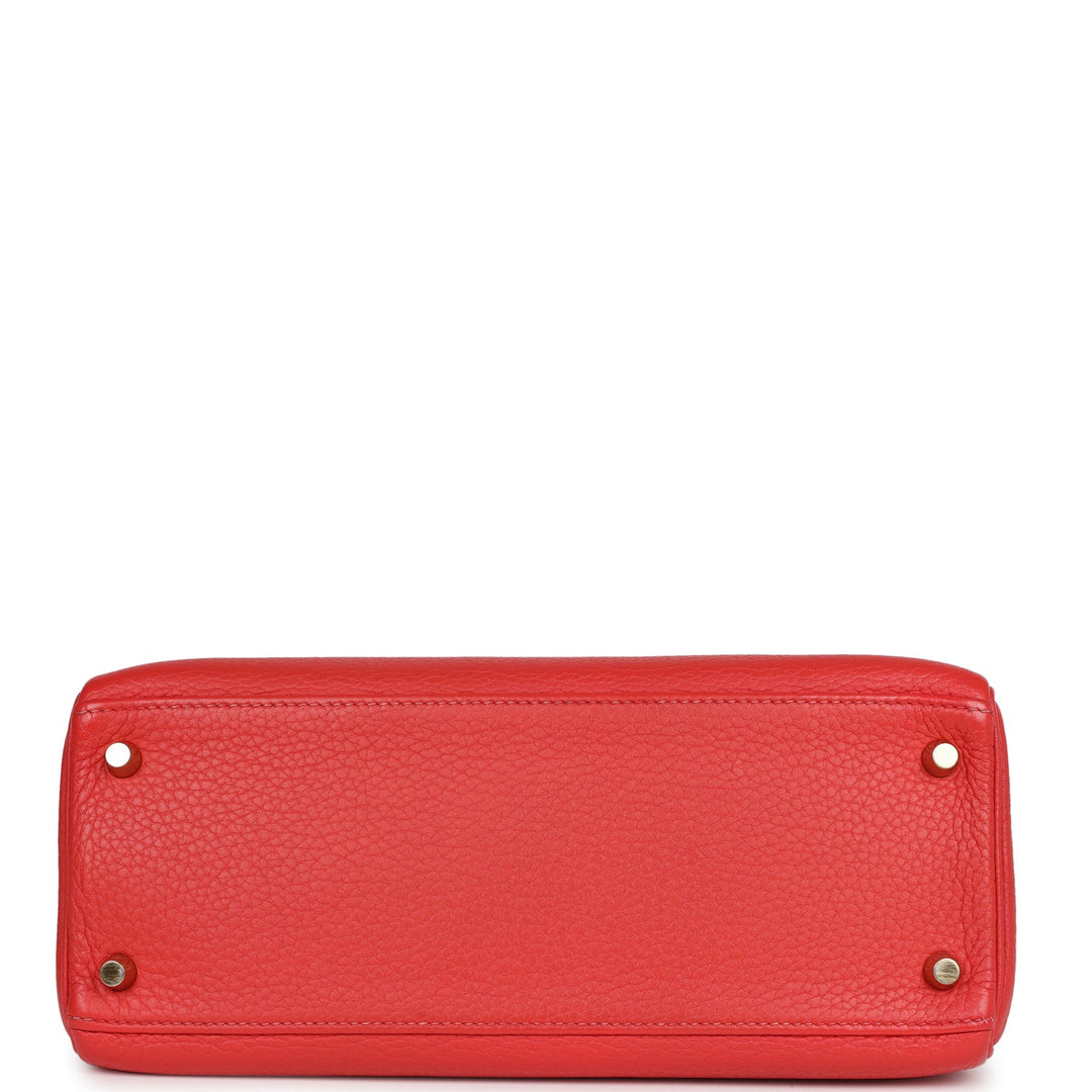 Hermes Kelly Retourne 28 Rouge Pivoine Togo Gold Hardware
