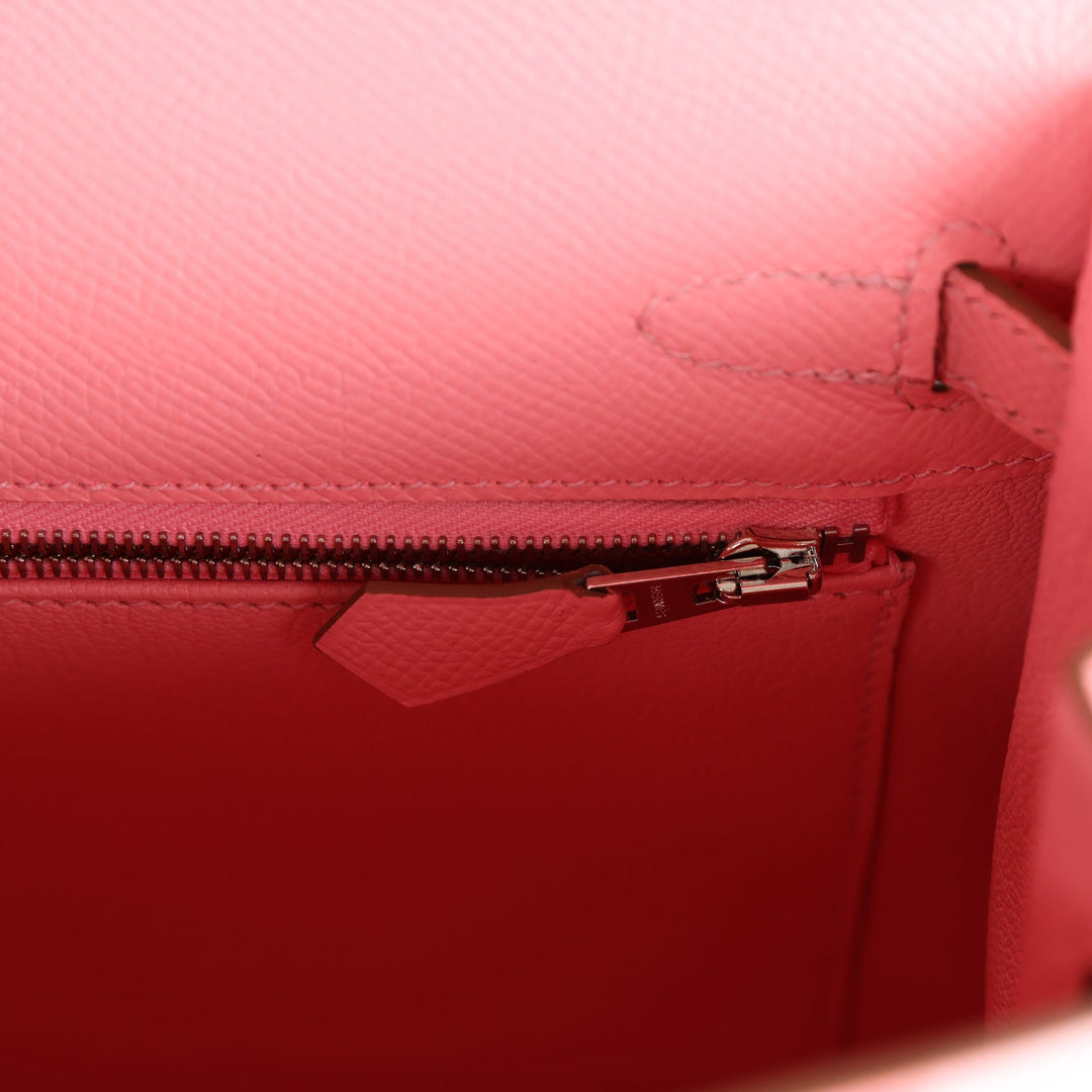 Hermes Kelly 25 Sellier Rose Confetti Epsom Palladium Hardware